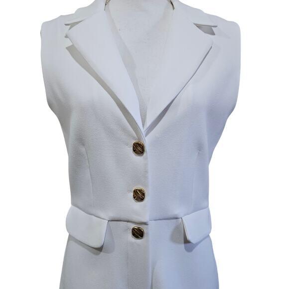 Zara White Blazer Style Romper Sleeveless Button Front Size S - Picture 2 of 5